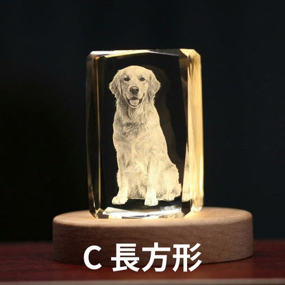 オーダーメイドクリスタルペットオブジェ3D メモリアルセット