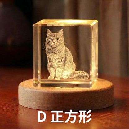 オーダーメイドクリスタルペットオブジェ3D メモリアルセット